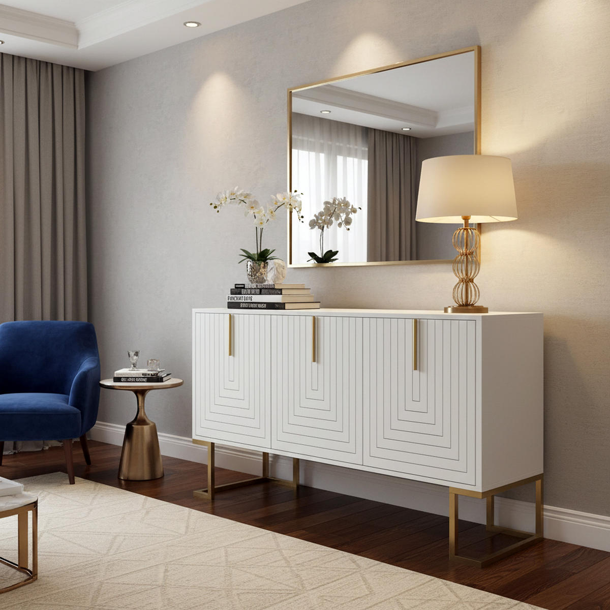 SIDEBOARD Weiß 138/40/80,5CM - Weiß, Holzwerkstoff/Metall (40/80.5/138cm) - Urban Meuble