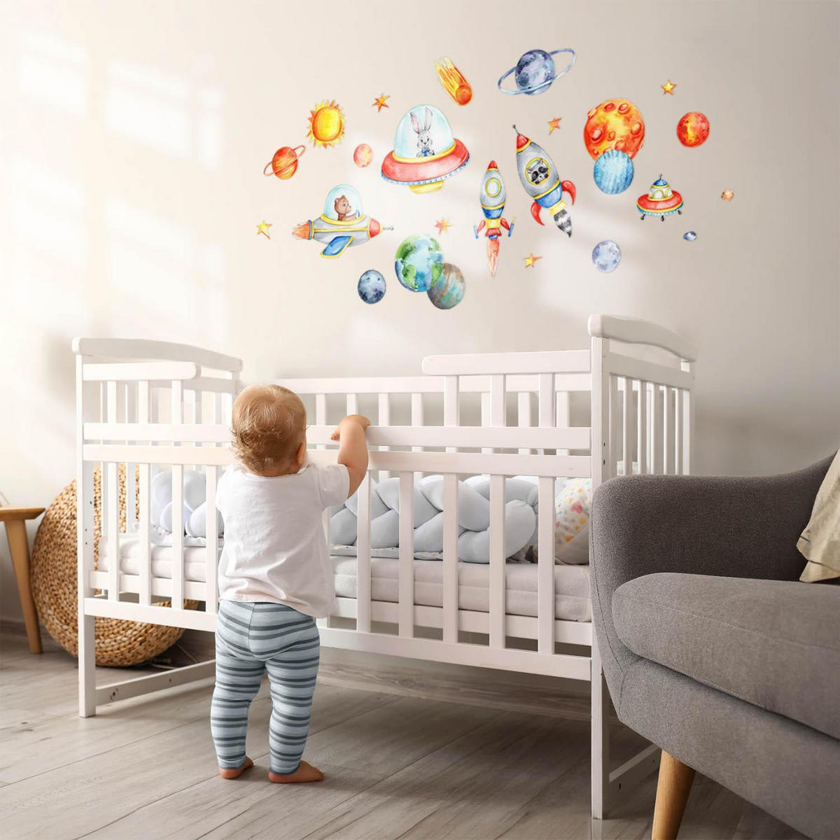 WANDAUFKLEBER 60x105cm - Farbenfroher Raum - Multicolor, Kunststoff (60/105/0.1cm) - Wallfluent