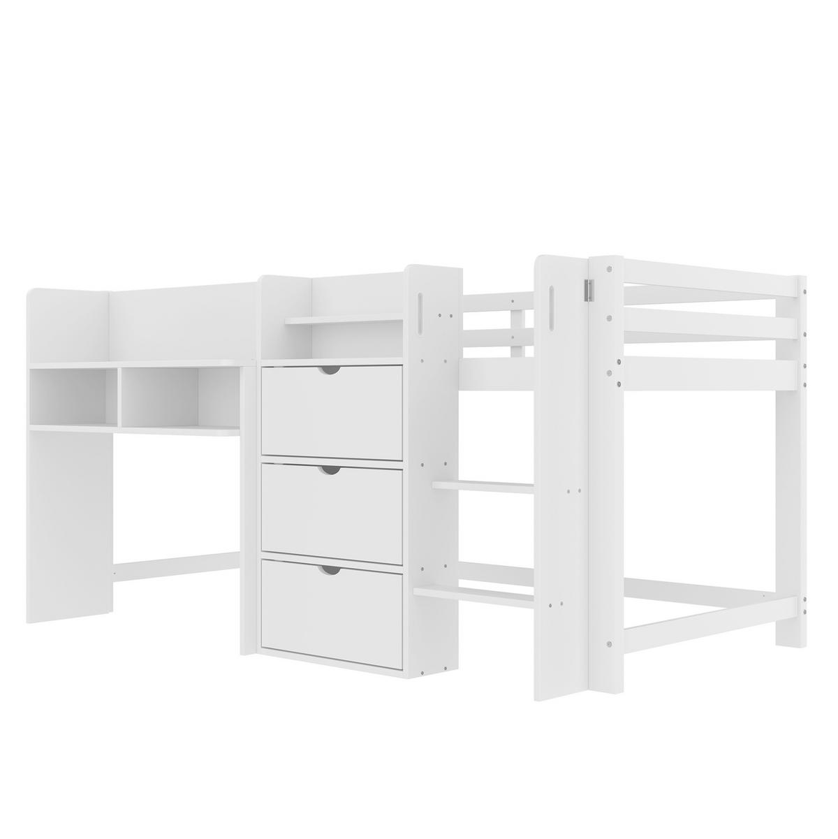 METALLBETT Bett 90/200 cm in Weiß mit Hausform und Stauraum - Weiß, Holz (90/200cm) - Flora Grace