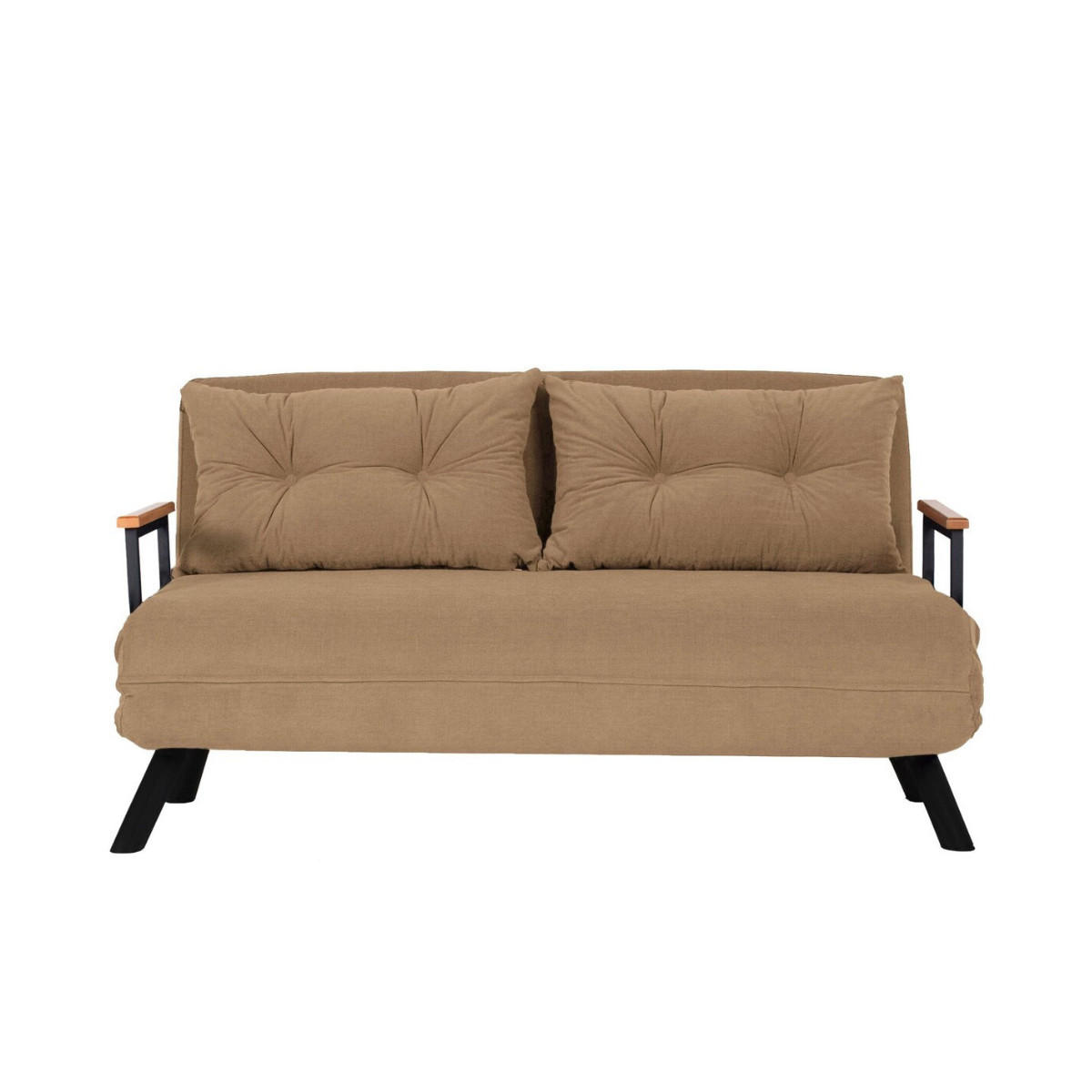 SCHLAFSOFA für 2 Personen mit Stoffbezug und Metallfüßen 133/50/41 cm - Taupe, Metall (50/41/133cm) - Calicosy
