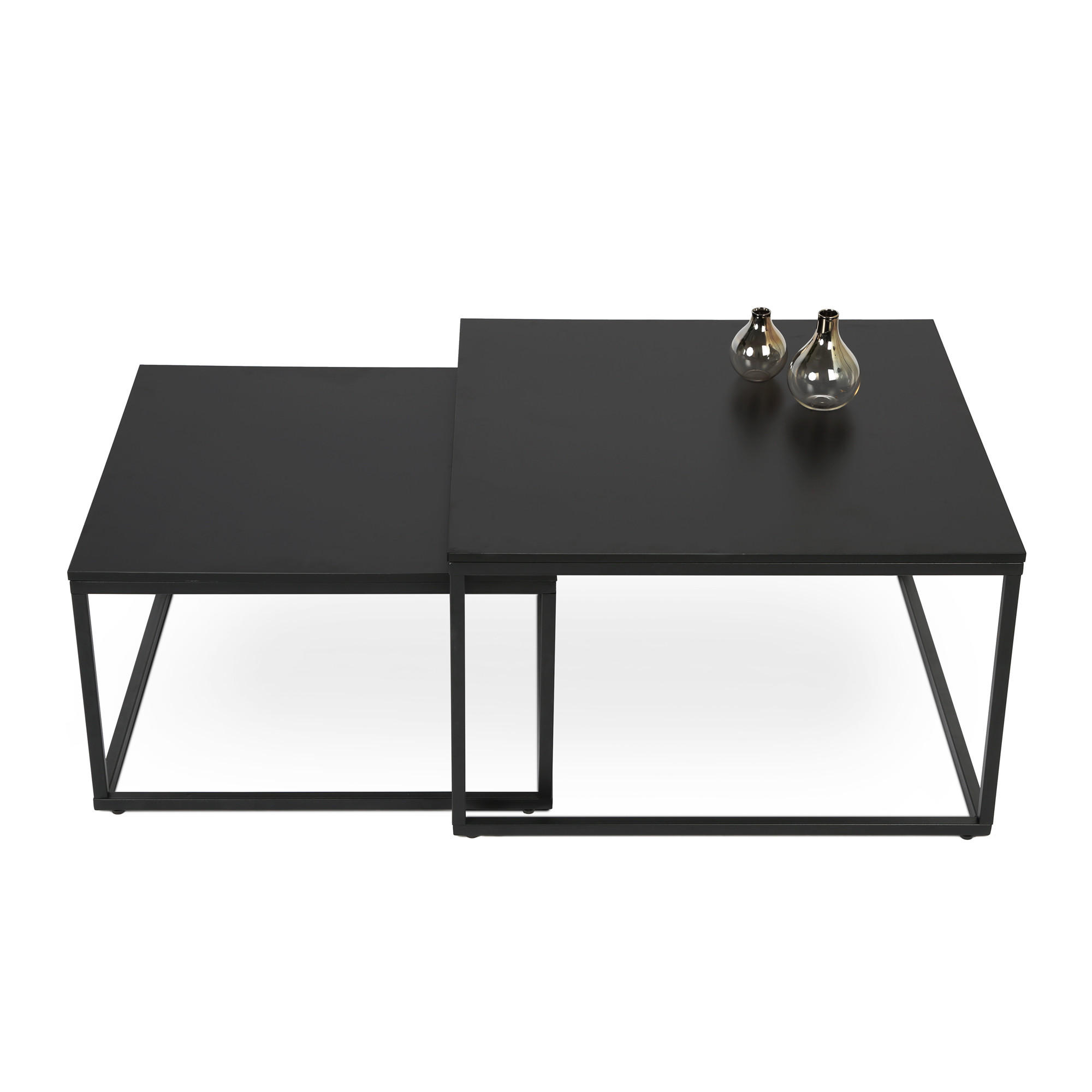 COUCHTISCH 2er Set quadratisch schwarz - Schwarz, Holzwerkstoff (70/70/42cm) - Home Collective