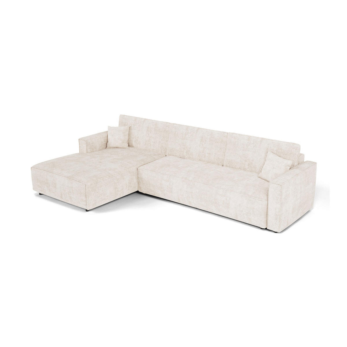 LINKSECK-SCHLAFSOFA mit Stauraum Cord Creme 297cm - Creme, Textil (297/167cm) - Premium Interiors