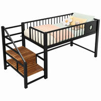 HOCHBETT 90/200 mit Stauraumleiter und Metallgestell in Schwarz - Schwarz, Metall (90/200cm) - EVRYAE