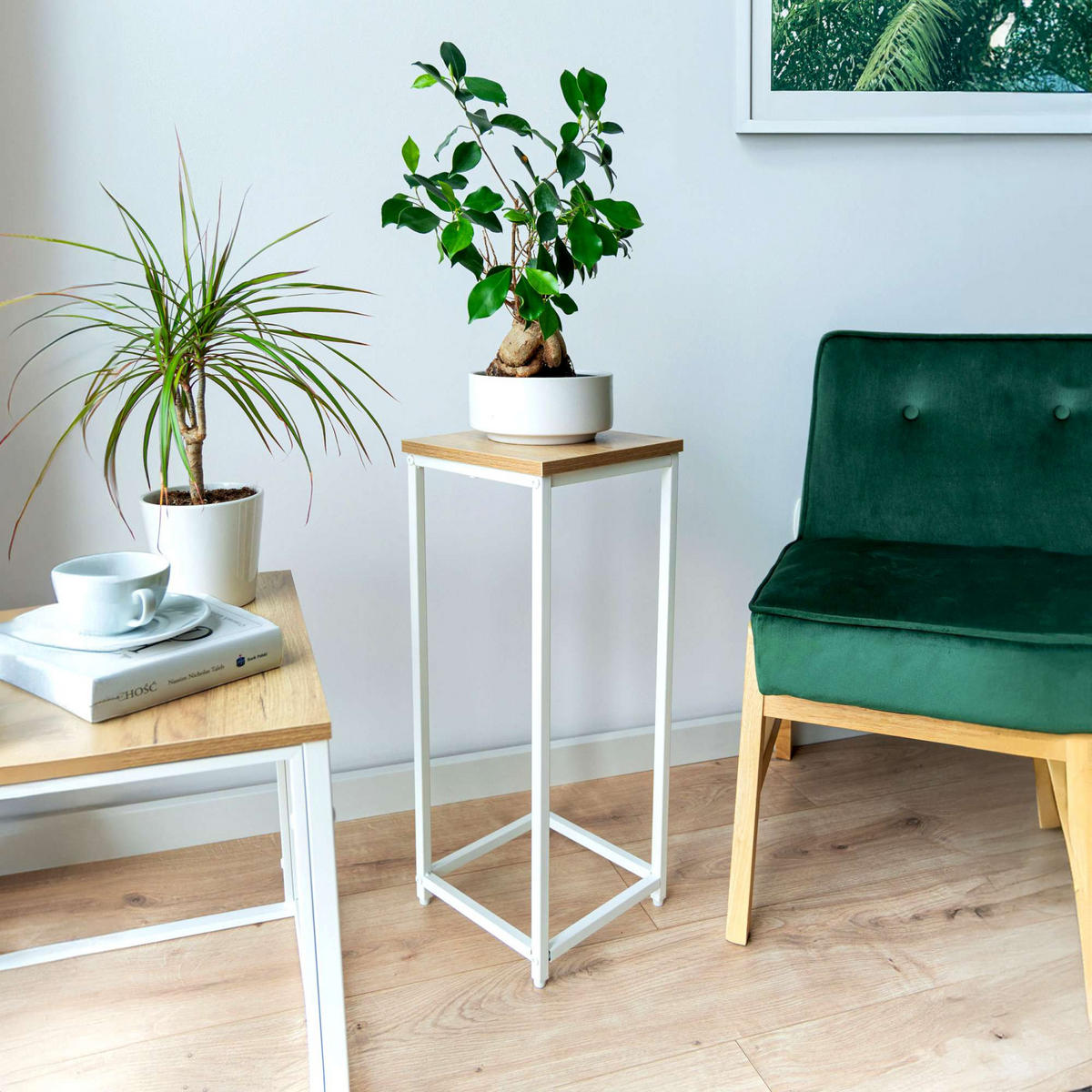 BLUMENSTÄNDER - Eichefarben, Holzwerkstoff/Metall (24/24/63cm) - Mat-Haus