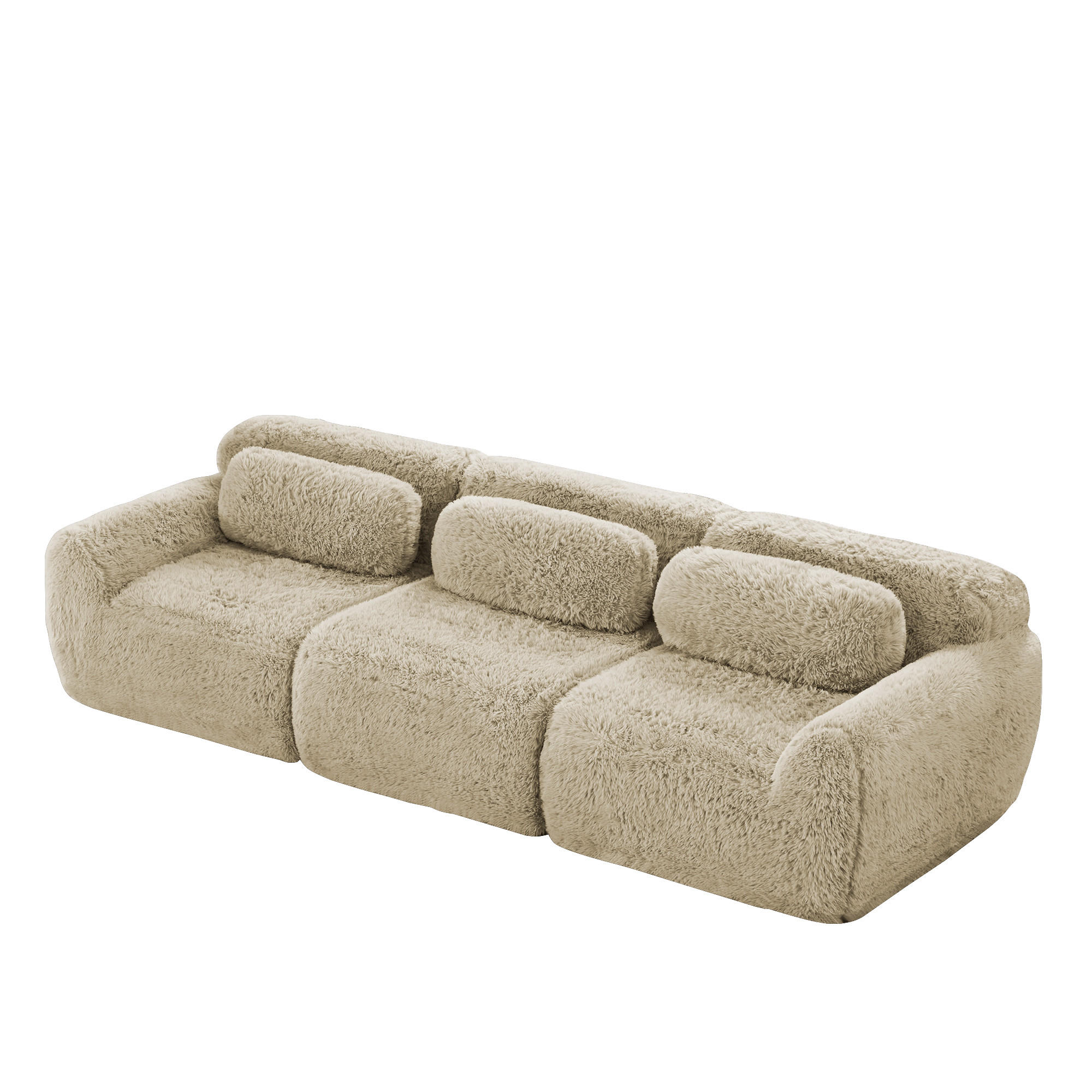 3-SITZER-SOFA DE-34149 mit Tiefsitz Hellkhaki - Sandfarben, Textil (104/291cm) - ComfortXL