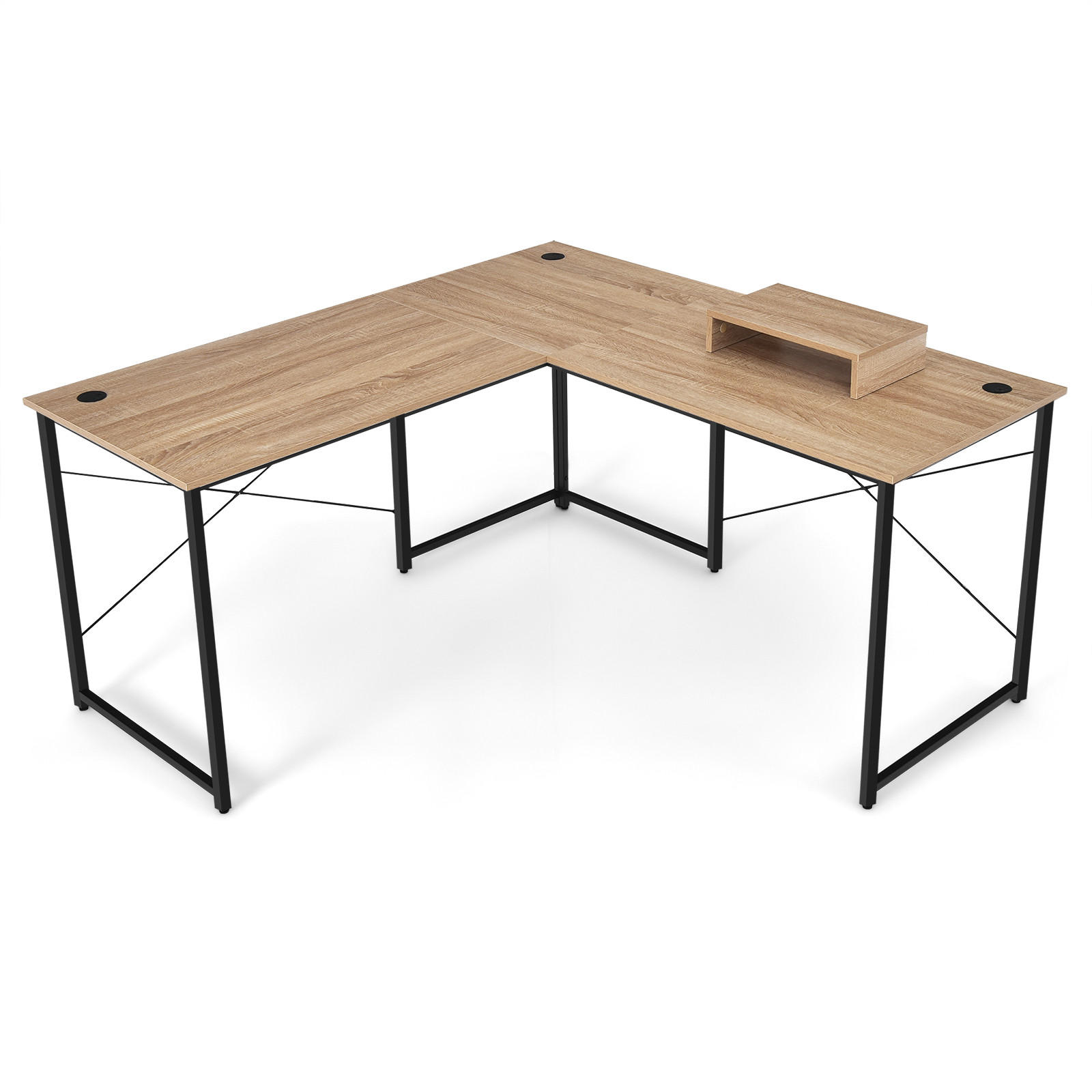 ECKSCHREIBTISCH 74cm Holz - Rot, Holz (150/150/74cm) - COSTWAY