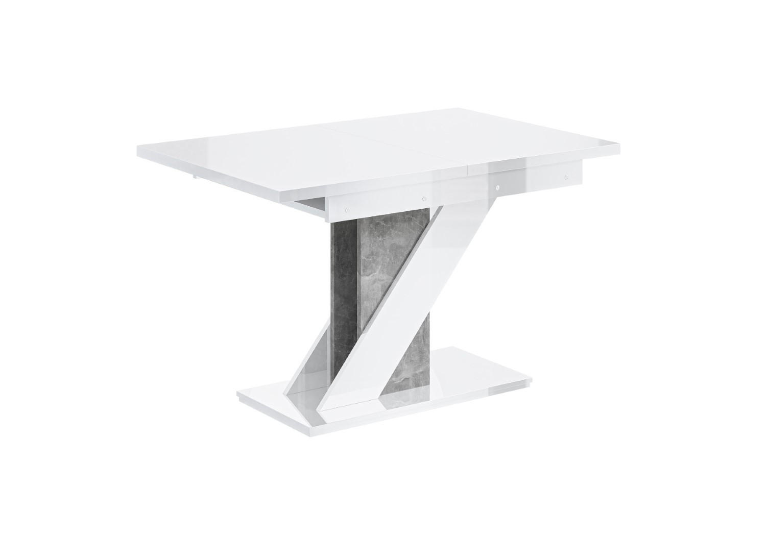 ESSTISCH ausziehbar 120 -160x80x75 cm - Hochglanz Weiß/Betonoptik - EVA - Weiß, Holzwerkstoff (120/80/75cm) - ALTDECOR