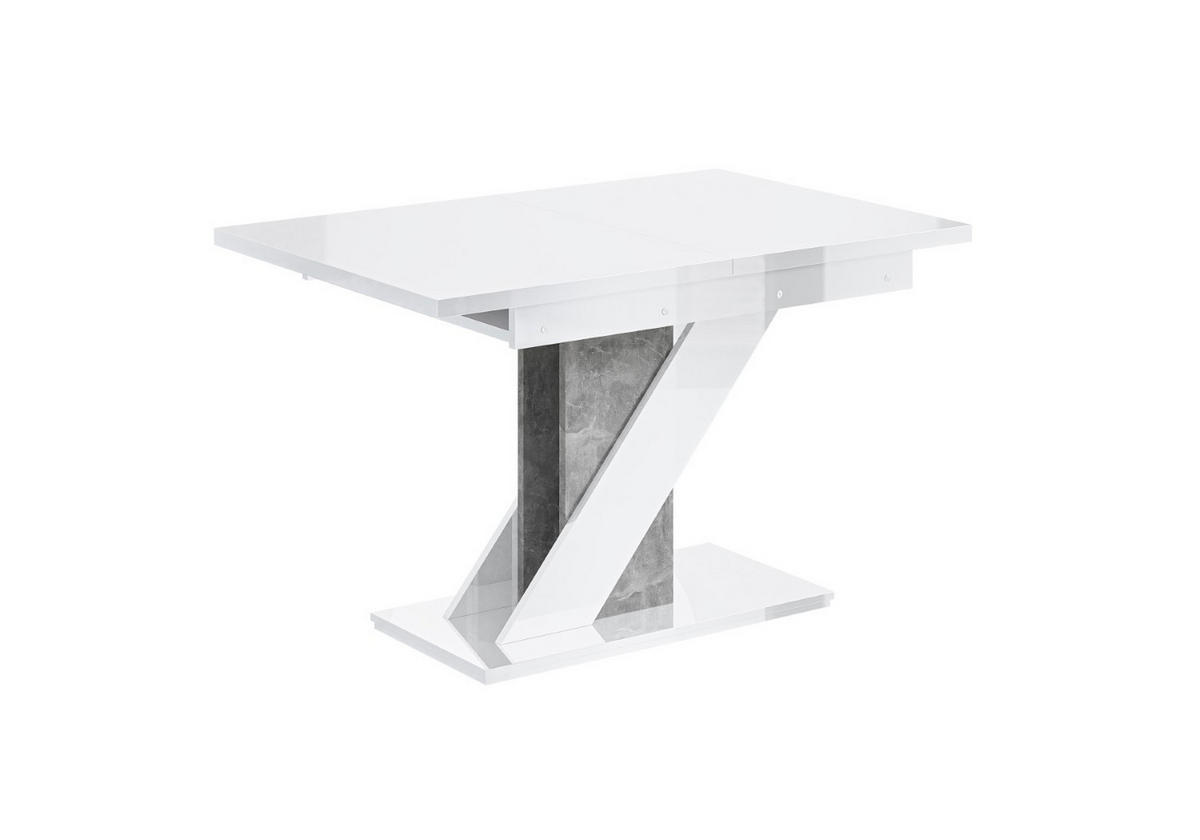 ESSTISCH ausziehbar 120 -160x80x75 cm - Hochglanz Weiß/Betonoptik - EVA - Weiß, Holzwerkstoff (120/80/75cm) - ALTDECOR
