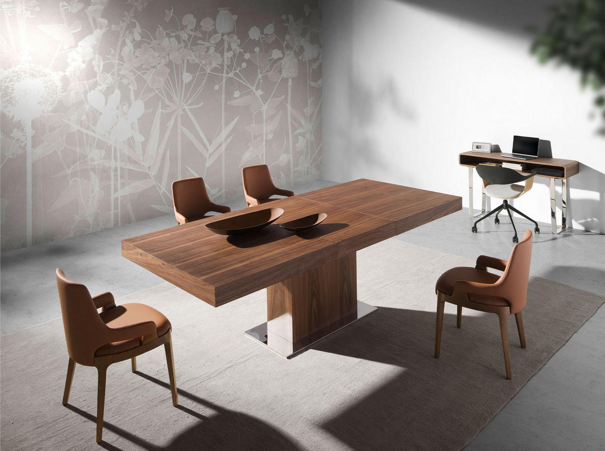 KONSOLENTISCH Rechteckiger aus Nussbaum und verchromtem Stahl 120/39/75 cm - Chromfarben/Edelstahlfarben, Holz/Holzwerkstoff (39/120/75cm) - ANGEL CERDA