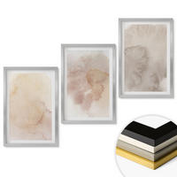 WANDBILDER 3er Set - 40x60 cm Silberner Rahmen - Warme Aquarell-Pastelltexturen - Silberfarben, Kunststoff (40/60cm) - ArtPrintCave
