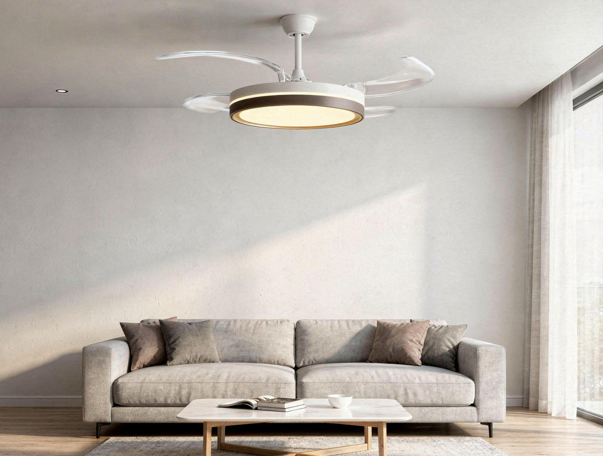 LED-DECKENLAMPE Trauerholz mit integriertem Ventilator 60 W - Zwetschgeholzfarben, Kunststoff (45/107/107cm) - Purline