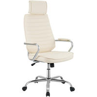 CHEFSESSEL Lederlook Creme - Chromfarben/Creme, Textil/Metall (60/117/67cm) - CLP
