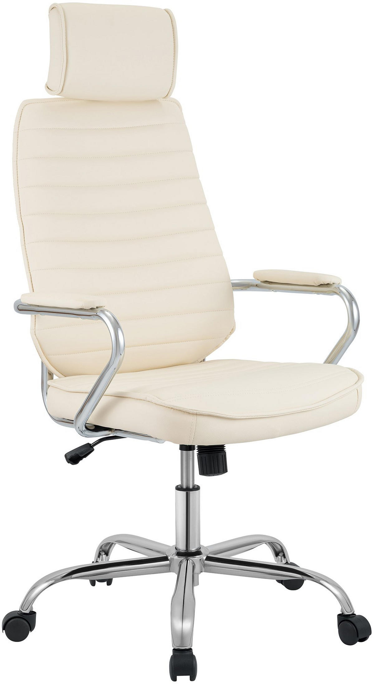 CHEFSESSEL Lederlook Creme - Chromfarben/Creme, Textil/Metall (60/117/67cm) - CLP