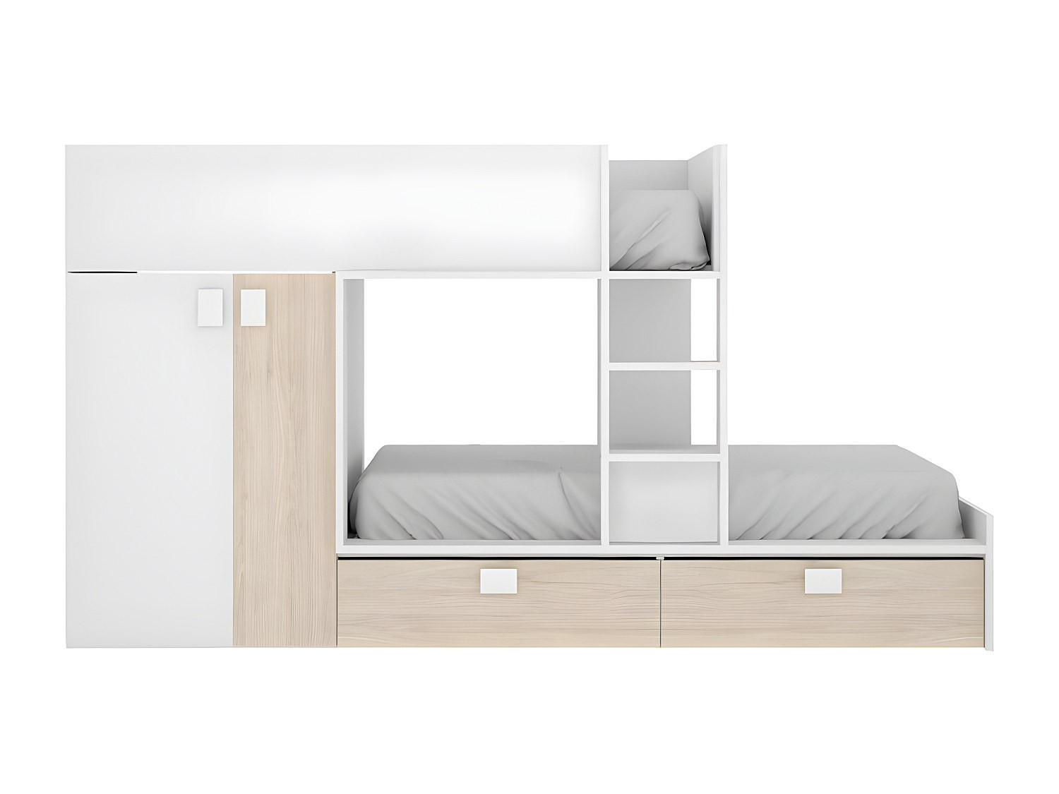 ETAGENBETT - 2 Personen - holz - naturfarben hell, weiß Juanito - Naturfarben/Weiß, Holz (90/190cm) - Vente-Unique