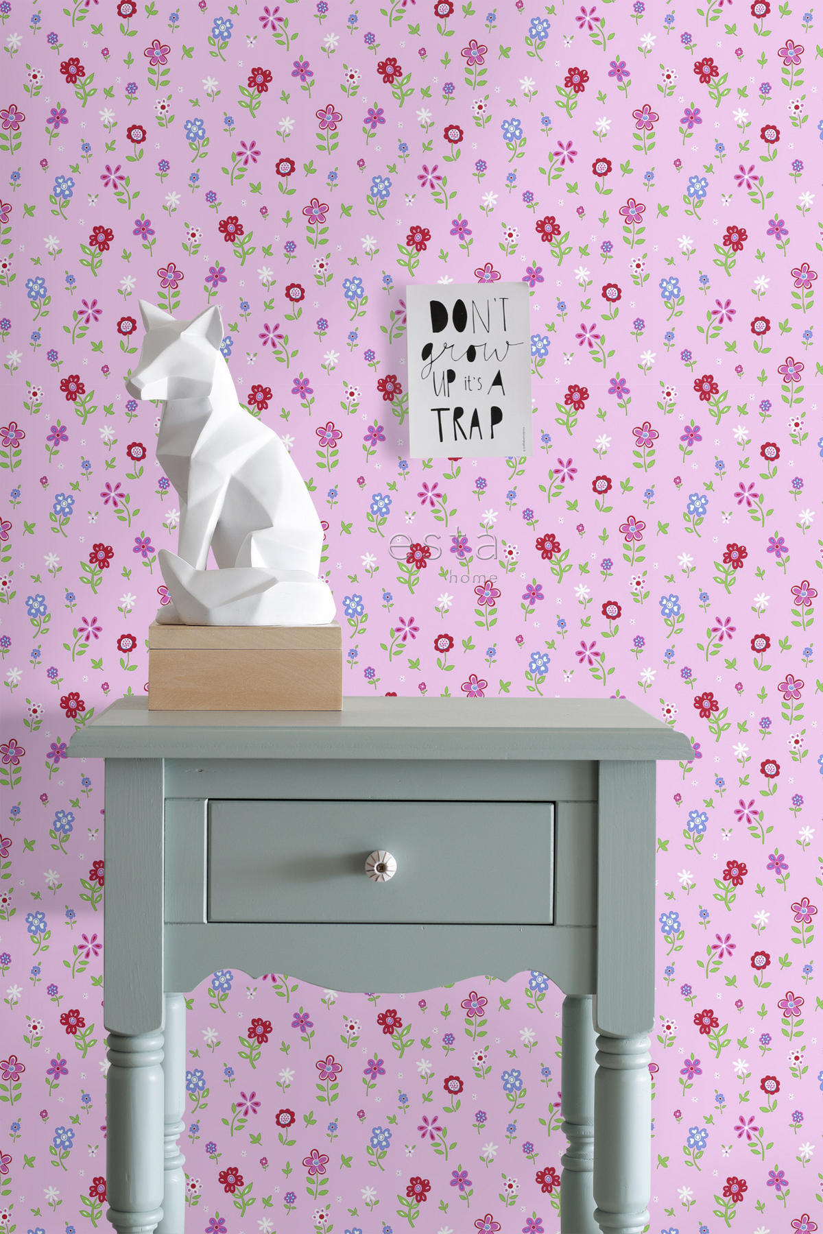 TAPETE Blumen 53 cm x 10.05 m - Pink, Papier (53/0.1cm) - ESTAhome