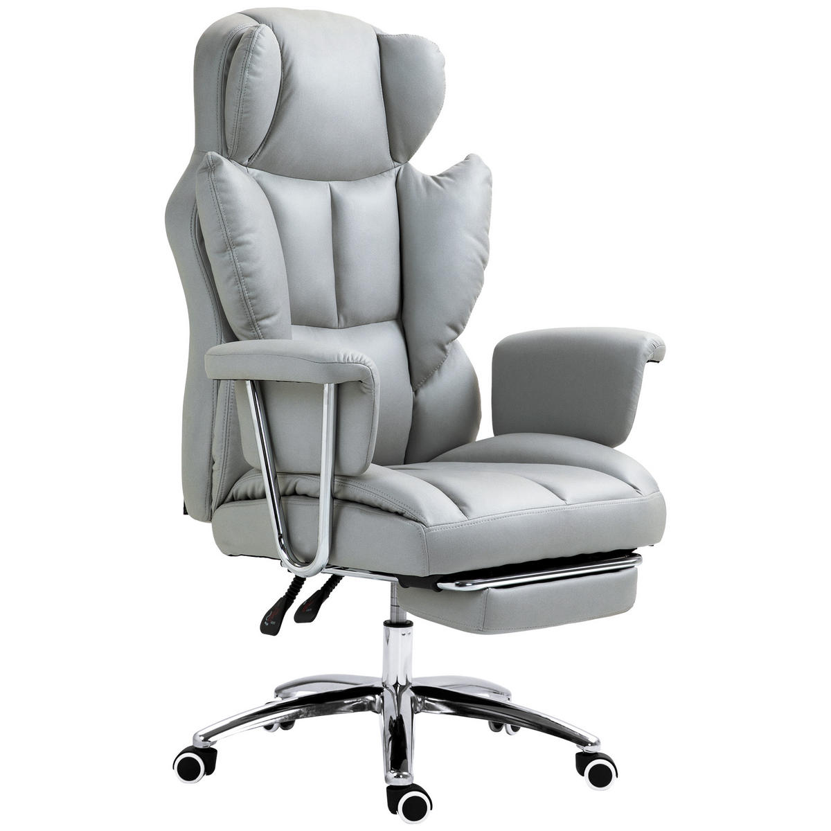 BÜROSTUHL DE-05020 Gepolstert mit Fußstütze & verstellbarer Lehne Hellgrau - Hellgrau, Metall (65/128/74cm) - ComfortXL