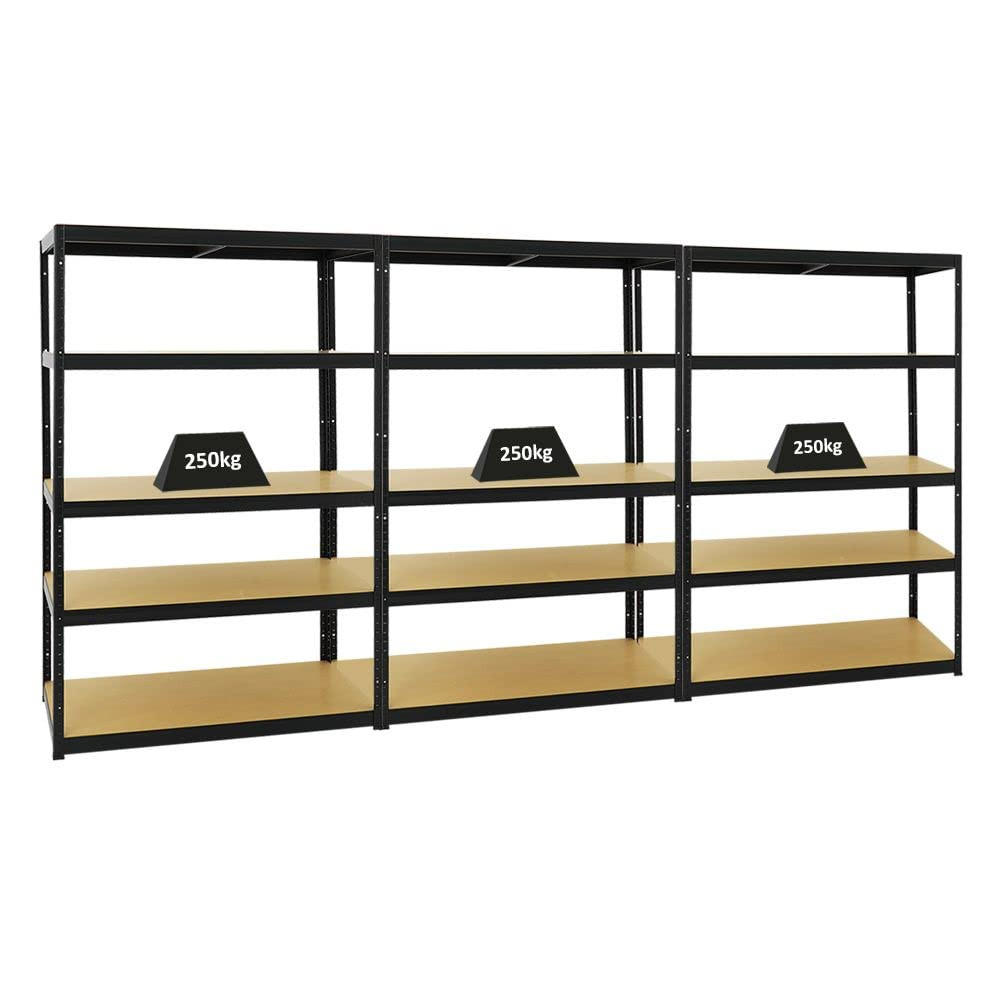 SCHWERLASTREGAL Big Elephant M 3er-Set mit 3x 180x120x60 cm Fachlast 250 kg Schwarz - Schwarz, Metall (360/180/60cm) - PROREGAL