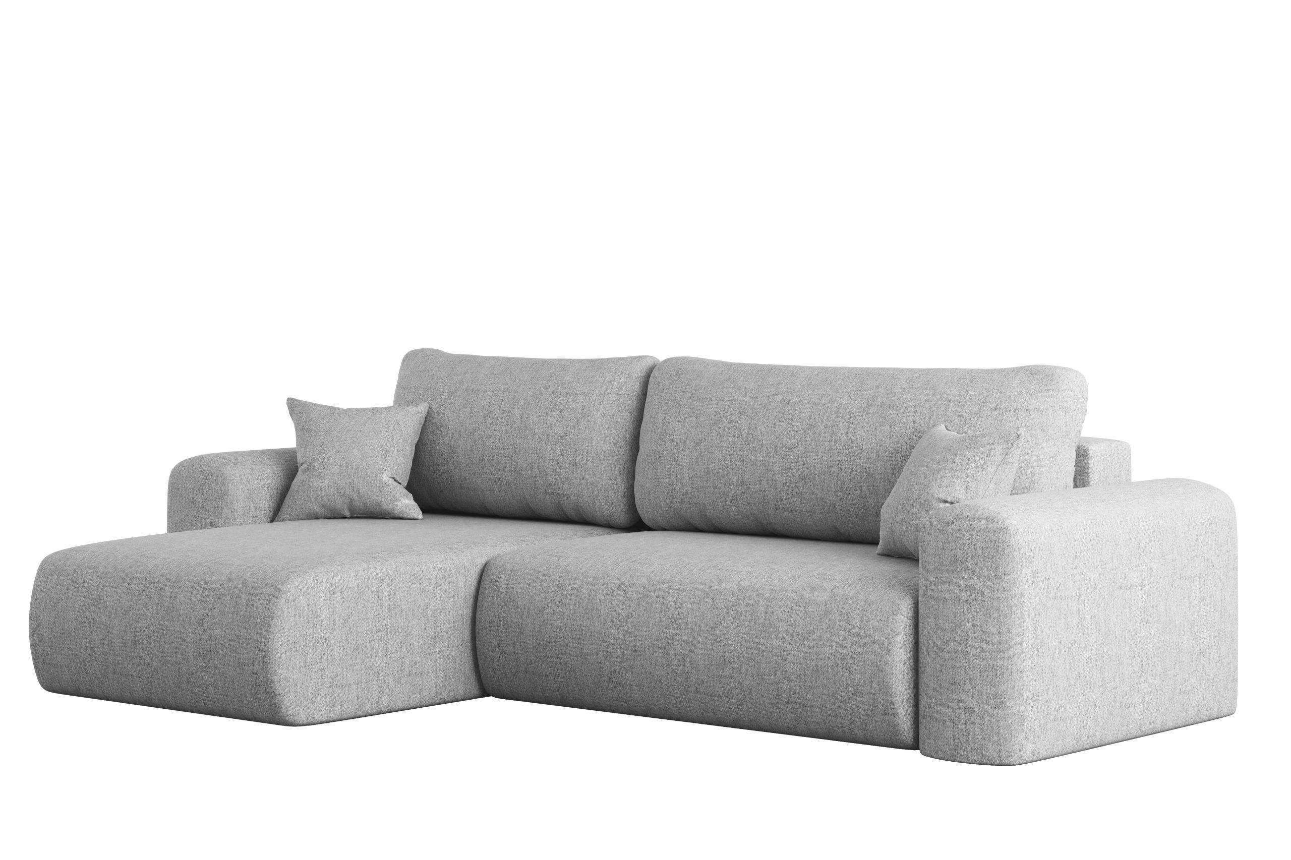 ECKSOFA Mit Schlaffunktion Und Bettkasten L-förmiges Sofa Capri Stoff Verita Links Grau - Grau, Holz (145/272cm) - Kaiser Möbel