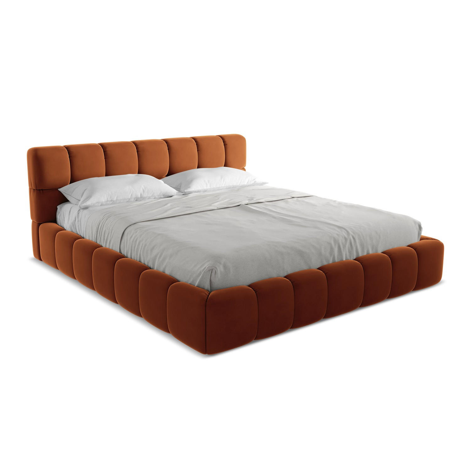 POLSTERBETT mit Bettkasten und Lattenrost 200x228 Orange - Terracotta/Schwarz, Kunststoff/Textil (180/200cm) - LaMiaSofa