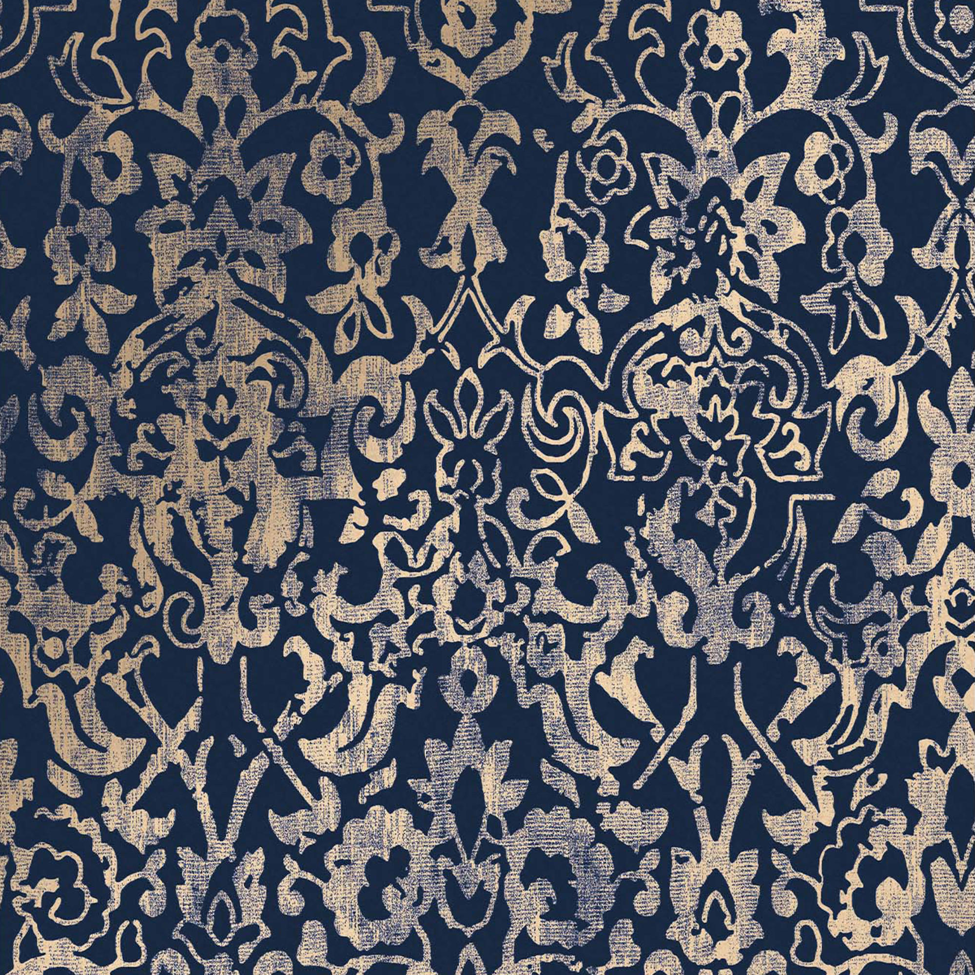VLIESTAPETE Glanz-Damast Blau - Blau, Papier/Kunststoff (52/1000cm) - next
