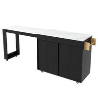 KÜCHENINSEL ausziehbar 132,5-217 x 50 x 93 cm MDF Black 3-tlg. - Schwarz, Holz (50/93/217cm) - Beauniv