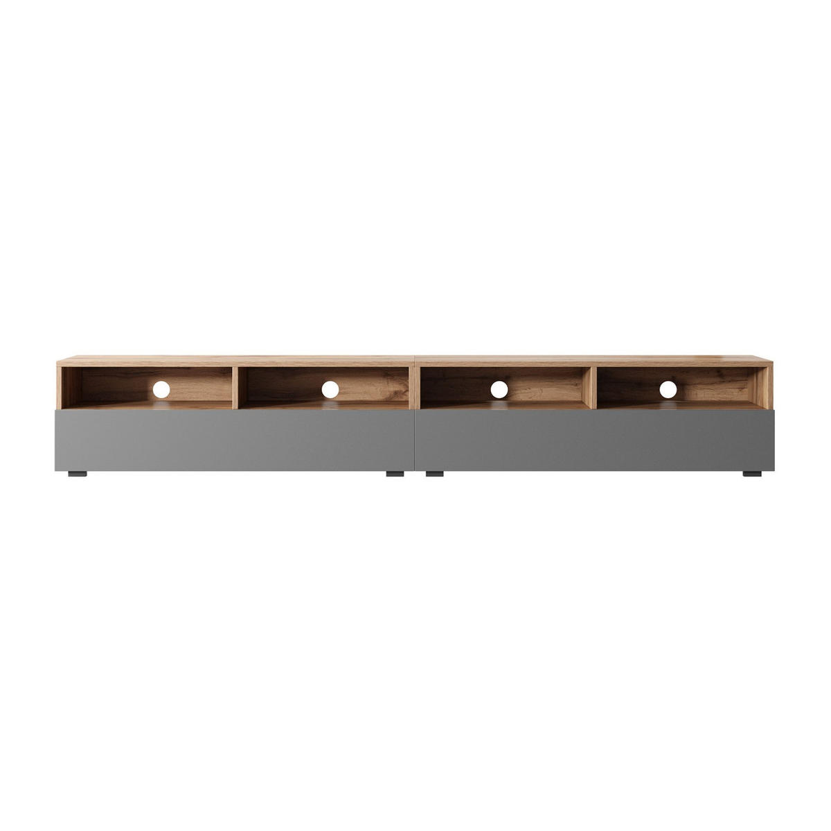 TV-LOWBOARD Rednaw Eiche/Grau Hochglanz 200 cm - Eiche Wotan/Grau, Holzwerkstoff (200/30/31cm) - Selsey