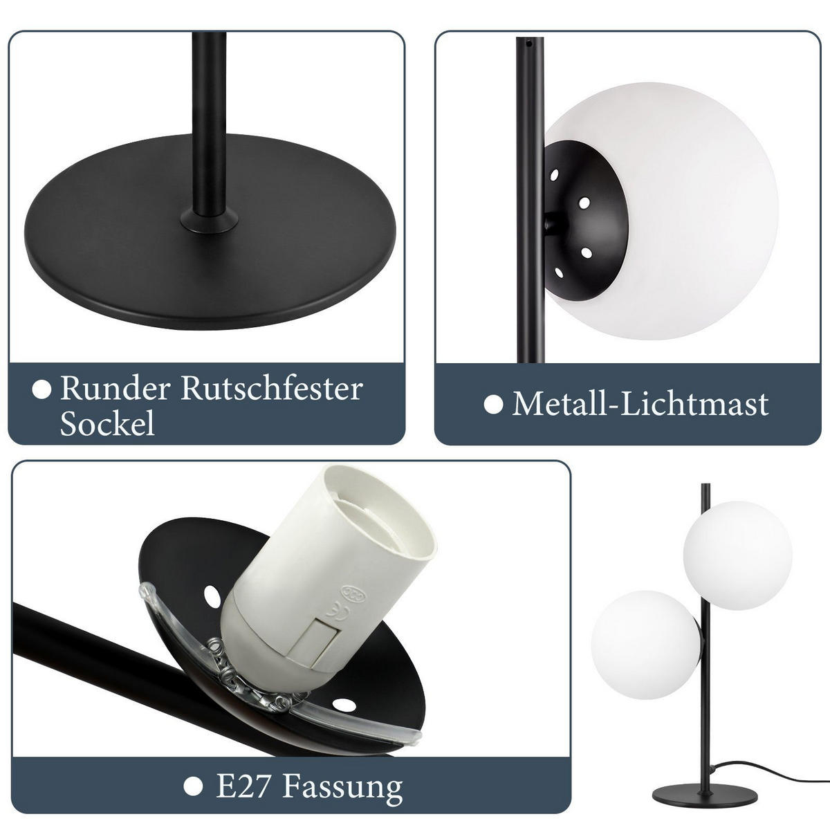 TISCHLEUCHTE Oase 21.5/21.5/45 cm - Schwarz, Metall (21.5/21.5/45cm) - Nettlife
