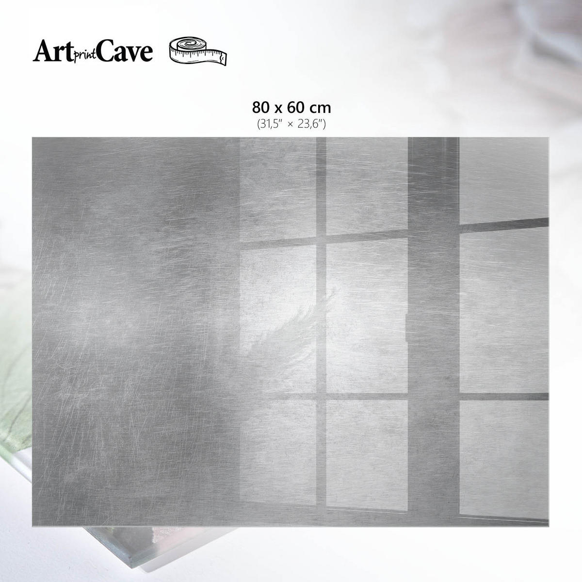 GLASPLATTE 80x60 cm – Metallischer Glanz - Grau, Glas (0.4/80/60cm) - ArtPrintCave