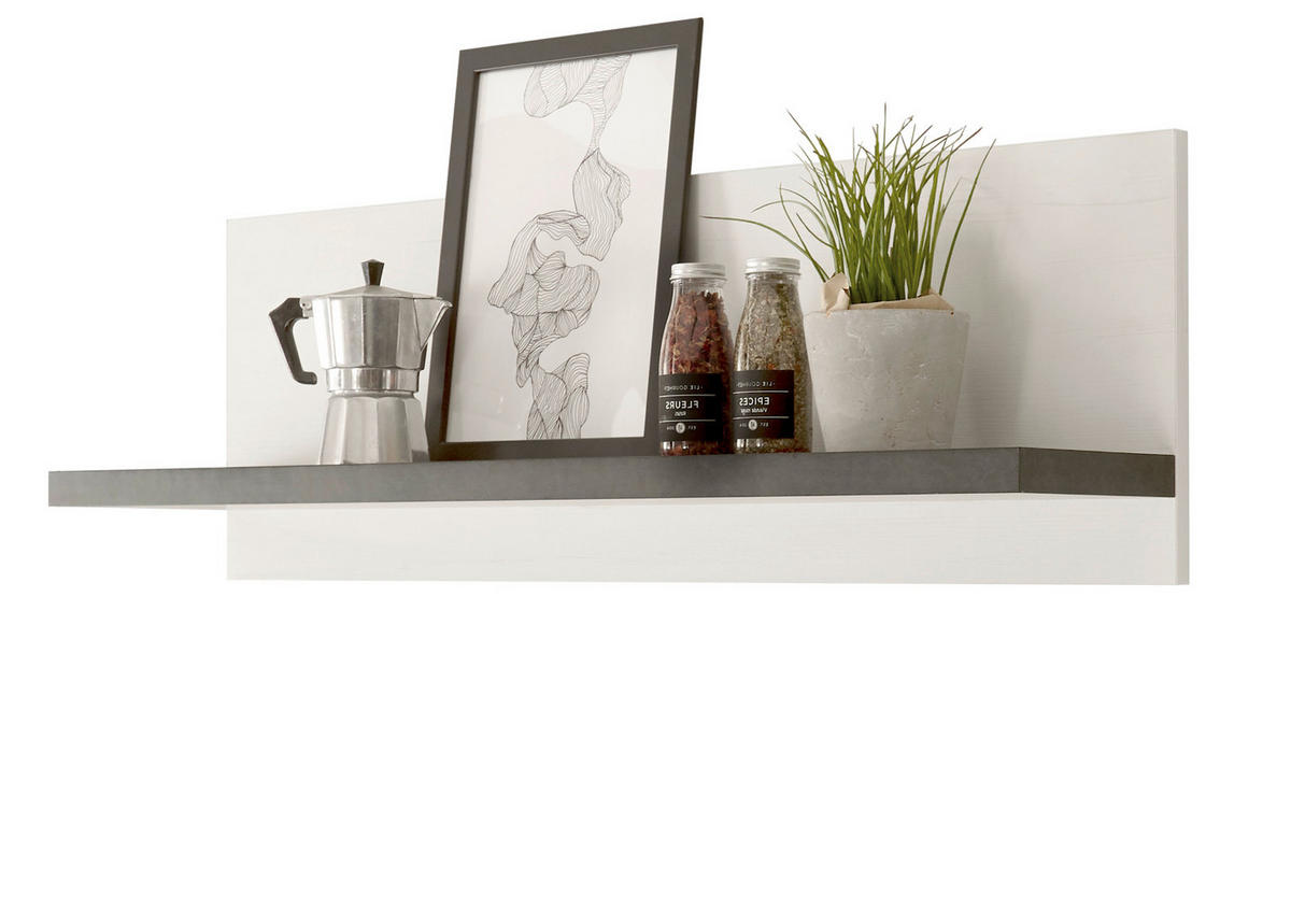 KÜCHENREGAL weiß Pinie, anthrazit Landhaus, Küche Wandregal 90 x 30 cm - Anthrazit/Weiß, Holzwerkstoff (90/30/22cm) - Furn.Design
