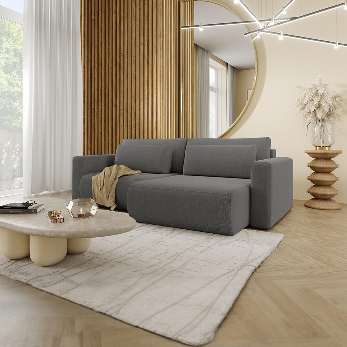 ECKSOFA Evy 3 Sitzplätze Grau - Grau, Holz (240/149cm) - Petits-meubles