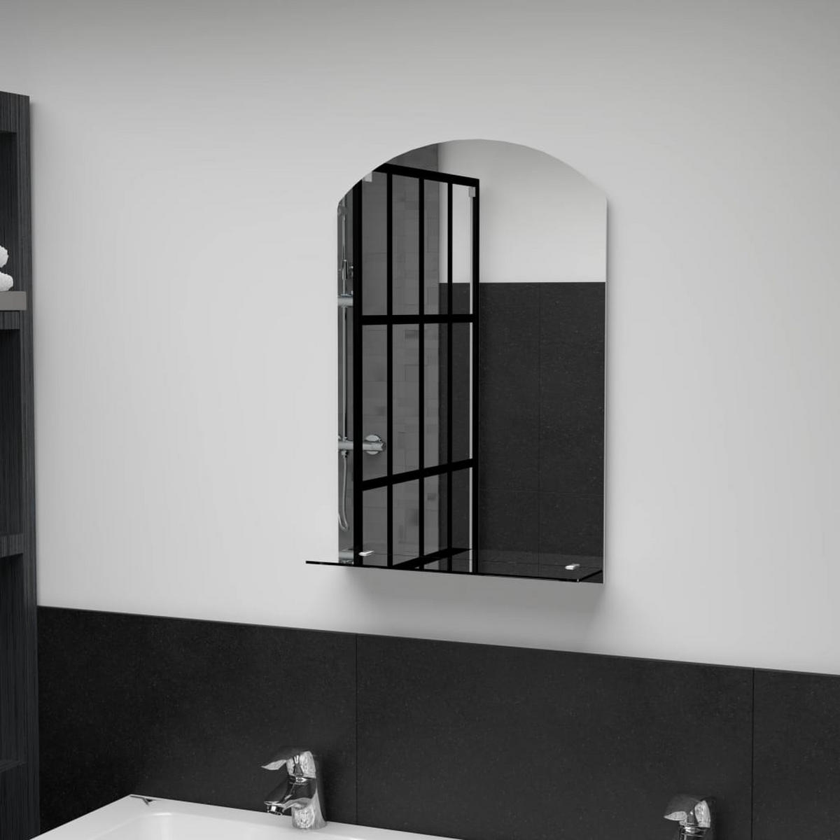 WANDSPIEGEL mit Regal 40×60 cm Hartglas - Silberfarben, Glas (40/60/10cm) - furnicato