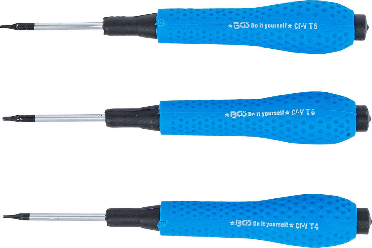 PRÄZISIONS-SCHRAUBENDREHER-SATZ | T-PROFIL (FÜR TORX) T4 / T5 / T6 | - Multicolor, Kunststoff/Metall (1/1cm) - BGS technic