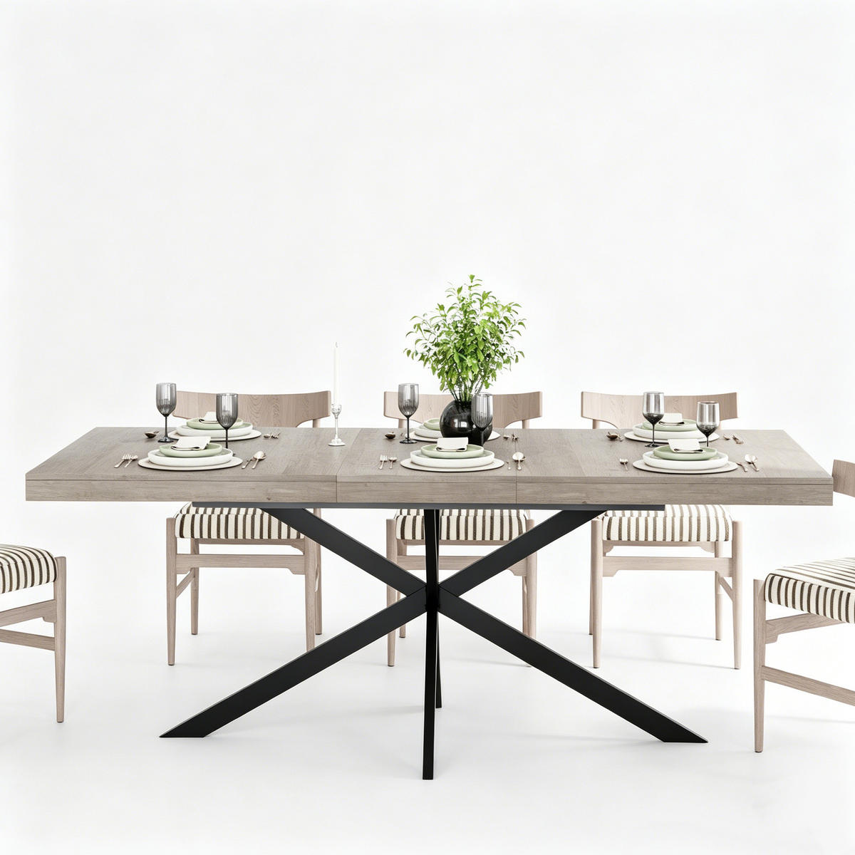 ESSTISCH Ausziehbar mit Verstecktem Stauraum Rechteckig für Esszimmer Küche Wohnzimmer Grau 140 bis 180 cm - Schwarz/Grau, Holzwerkstoff/Metall (180/80/76cm) - EVRYAE