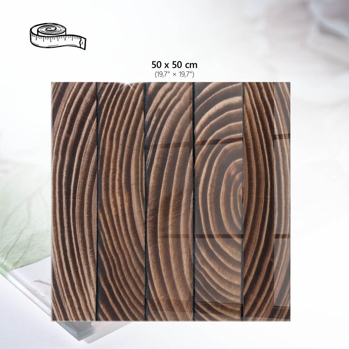 TISCHPLATTE 50x50 cm – Holzringe - Beige, Glas (50/50/0.4cm) - Wallfluent