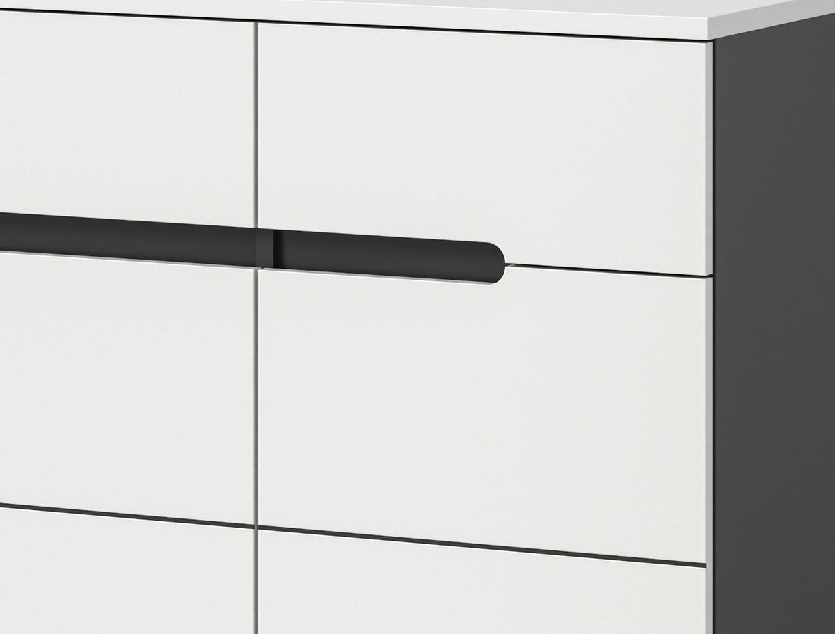 GARDEROBEN-SET 3-teilig in weiß, grau 180 cm, Kombination mit Soft-Close, Cooper - Schwarz/Weiß, Glas/Holzwerkstoff (180/190/37cm) - Inn.Furn