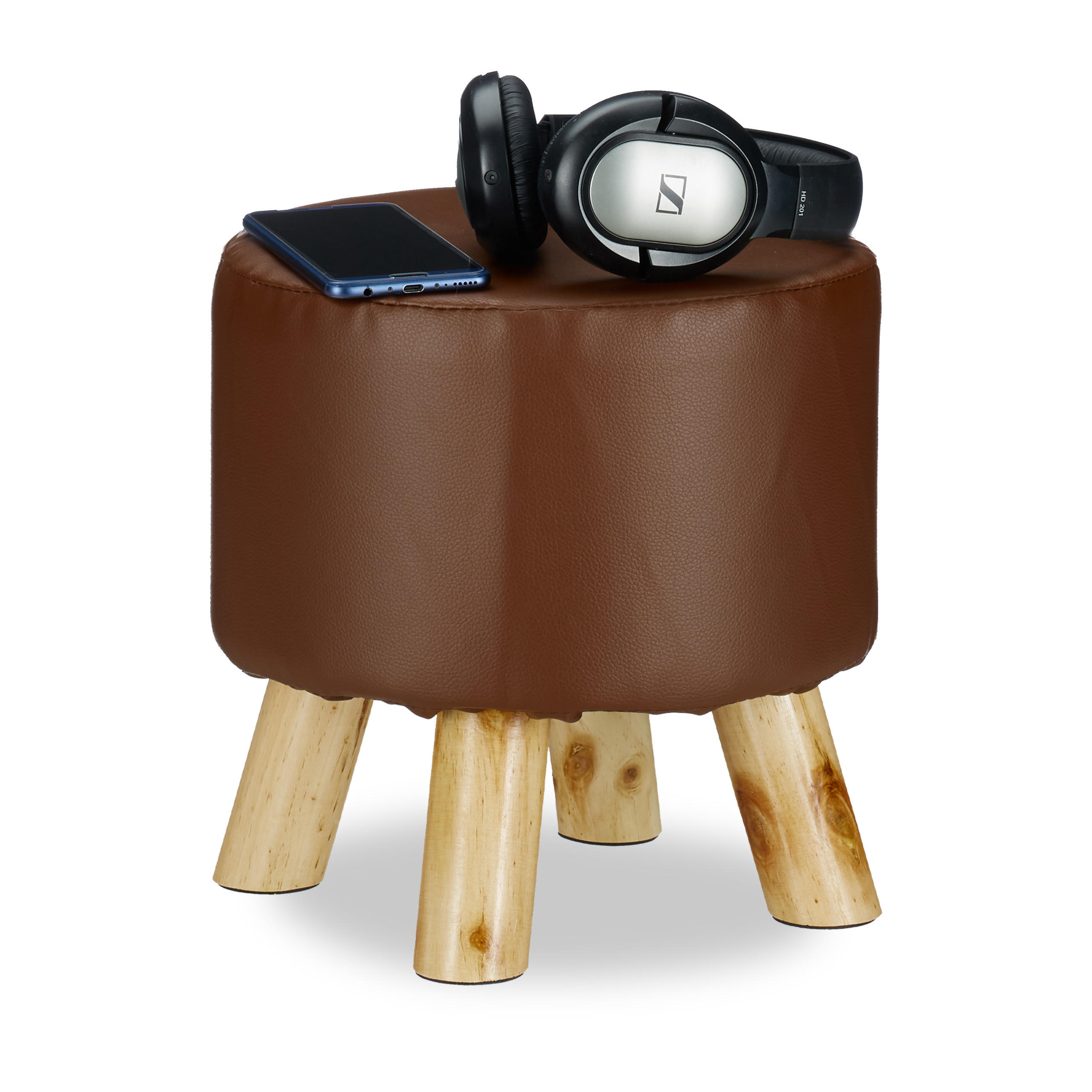 HOCKER - Braun, Holz/Holzwerkstoff (30/30/30cm) - Relaxdays