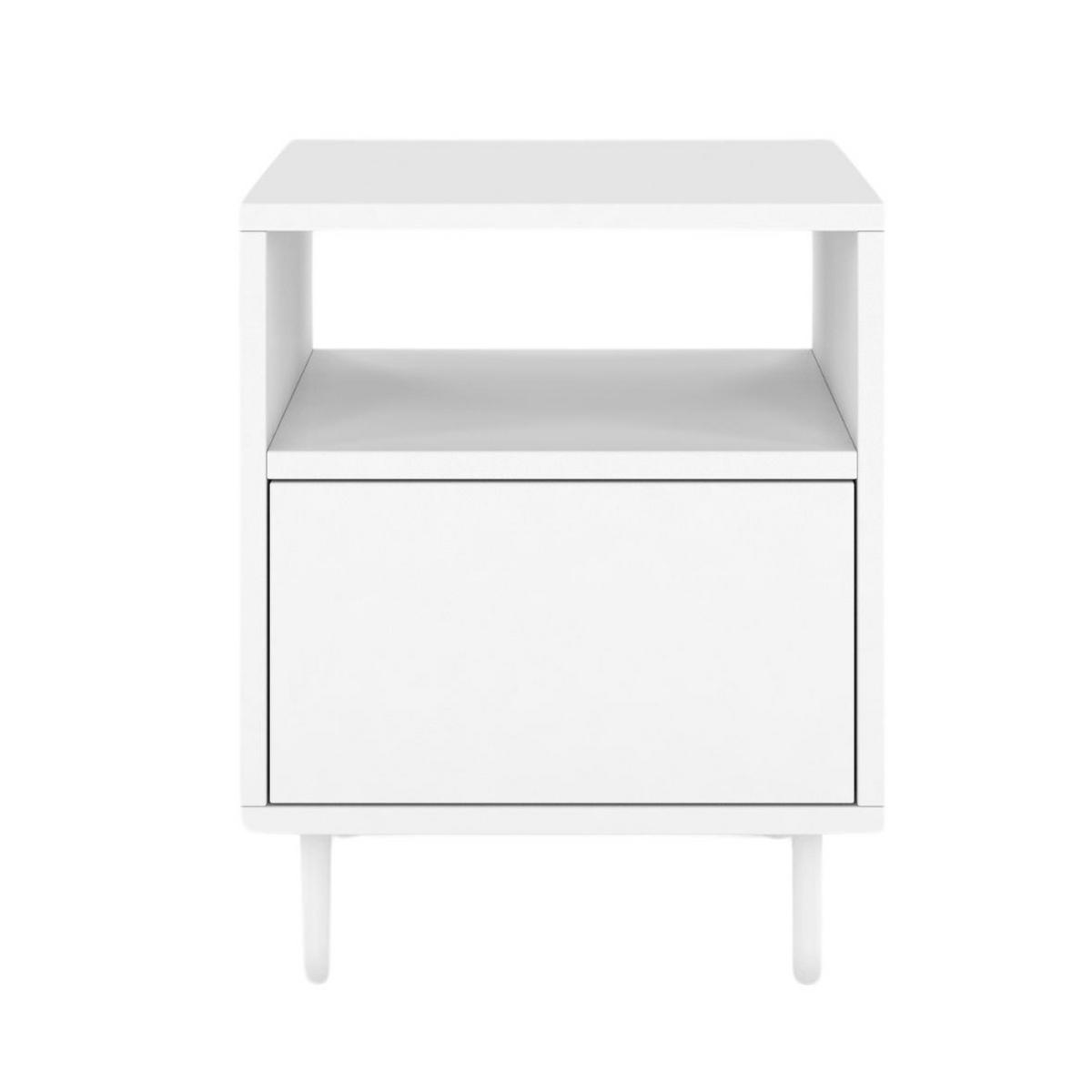 NACHTTISCH Mirka, Weiß, Push to Open System, Minimalistisch - Weiß, Holzwerkstoff/Metall (40/47/40cm) - Dancan