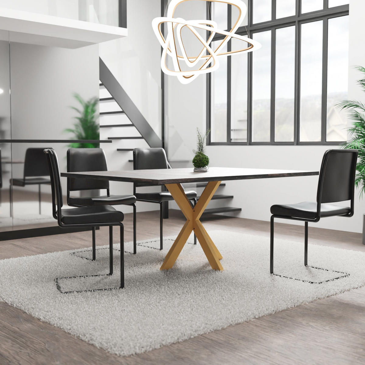 TISCHBEIN eckig 85/85/71 cm Metall gold - Goldfarben, Metall (85/71/85cm) - CLP