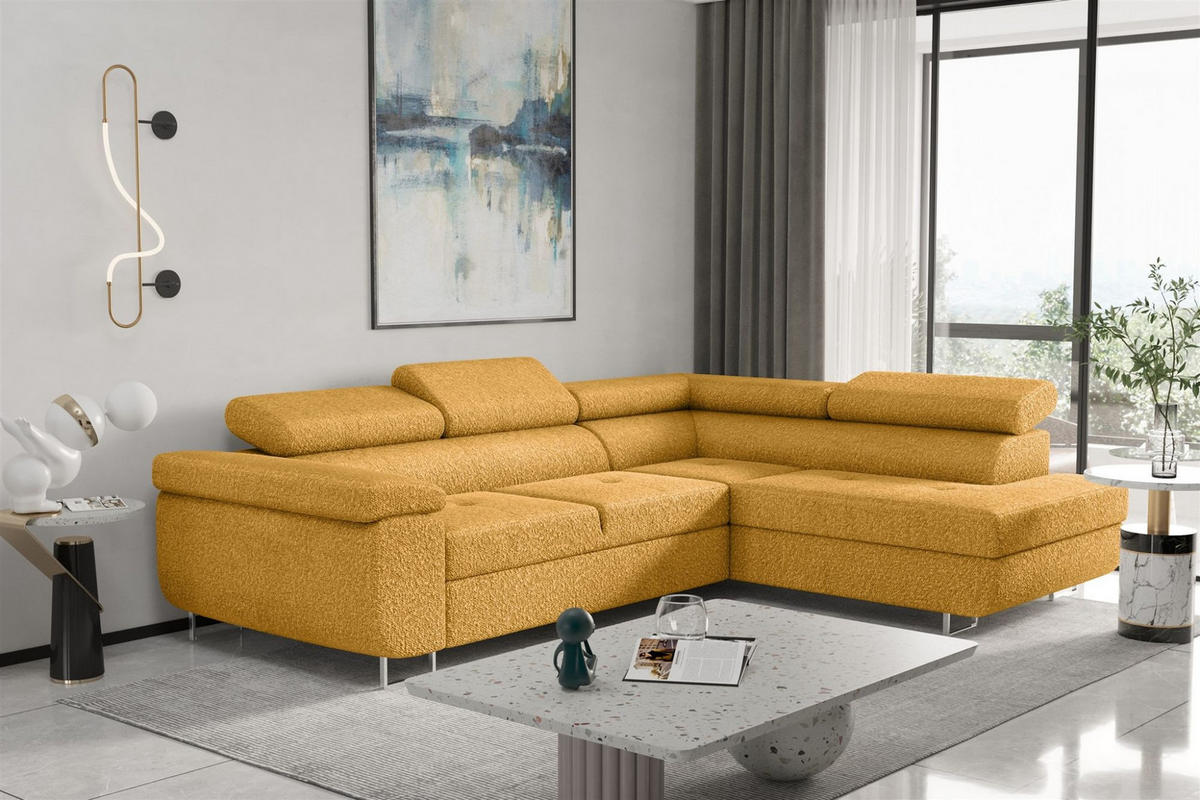 ECKSOFA Jade Mit Schlaffunktion - Gelb, Holzwerkstoff/Textil (275/202cm) - Fun Möbel