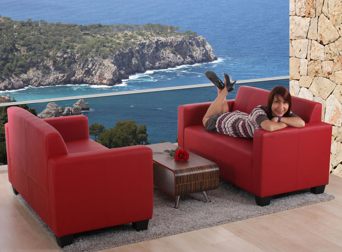 SOFA-GARNITUR Rot - Rot, Textil (136/76/72cm) - MCW