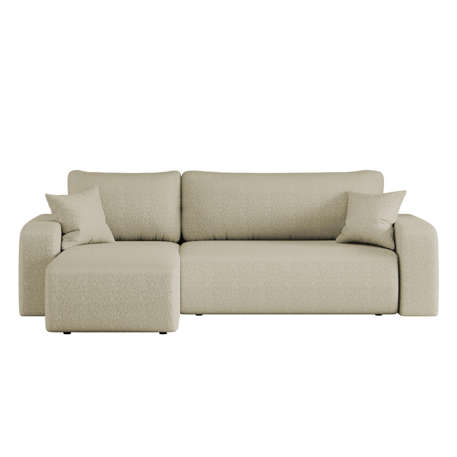 ECKSOFA L-FORM Schlaffunktion Und Bettkasten Eckcouch MILANO L Stoff Quelle Beige Rechts - Beige, Holz/Textil (244/142cm) - Kaiser Möbel