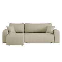 ECKSOFA L-FORM Schlaffunktion Und Bettkasten Eckcouch MILANO L Stoff Quelle Beige Rechts - Beige, Holz/Textil (244/142cm) - Kaiser Möbel