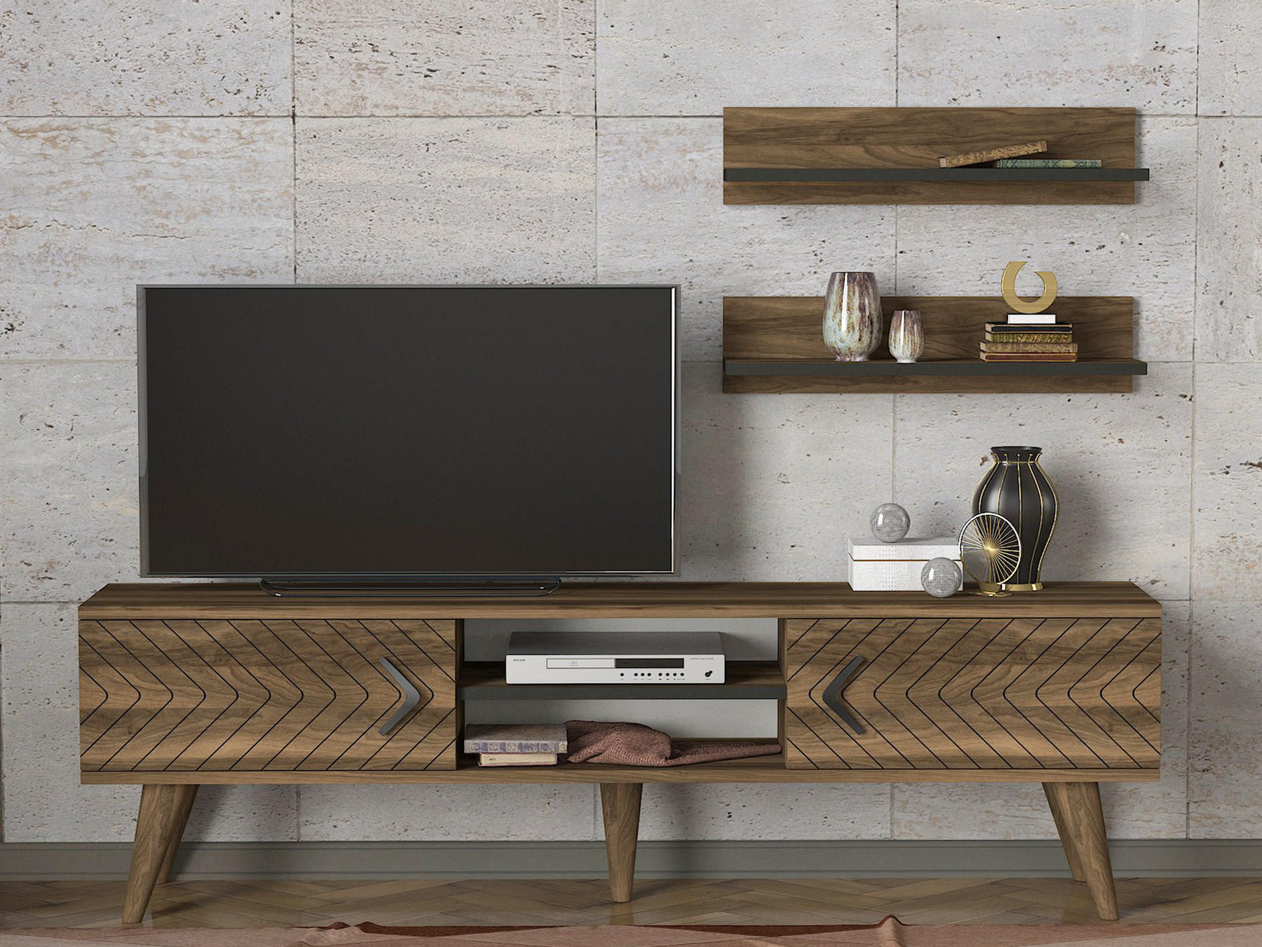 WOHNWAND Legato Braun - Braun, Holzwerkstoff/Kunststoff (150/45.5/30cm) - moebel17