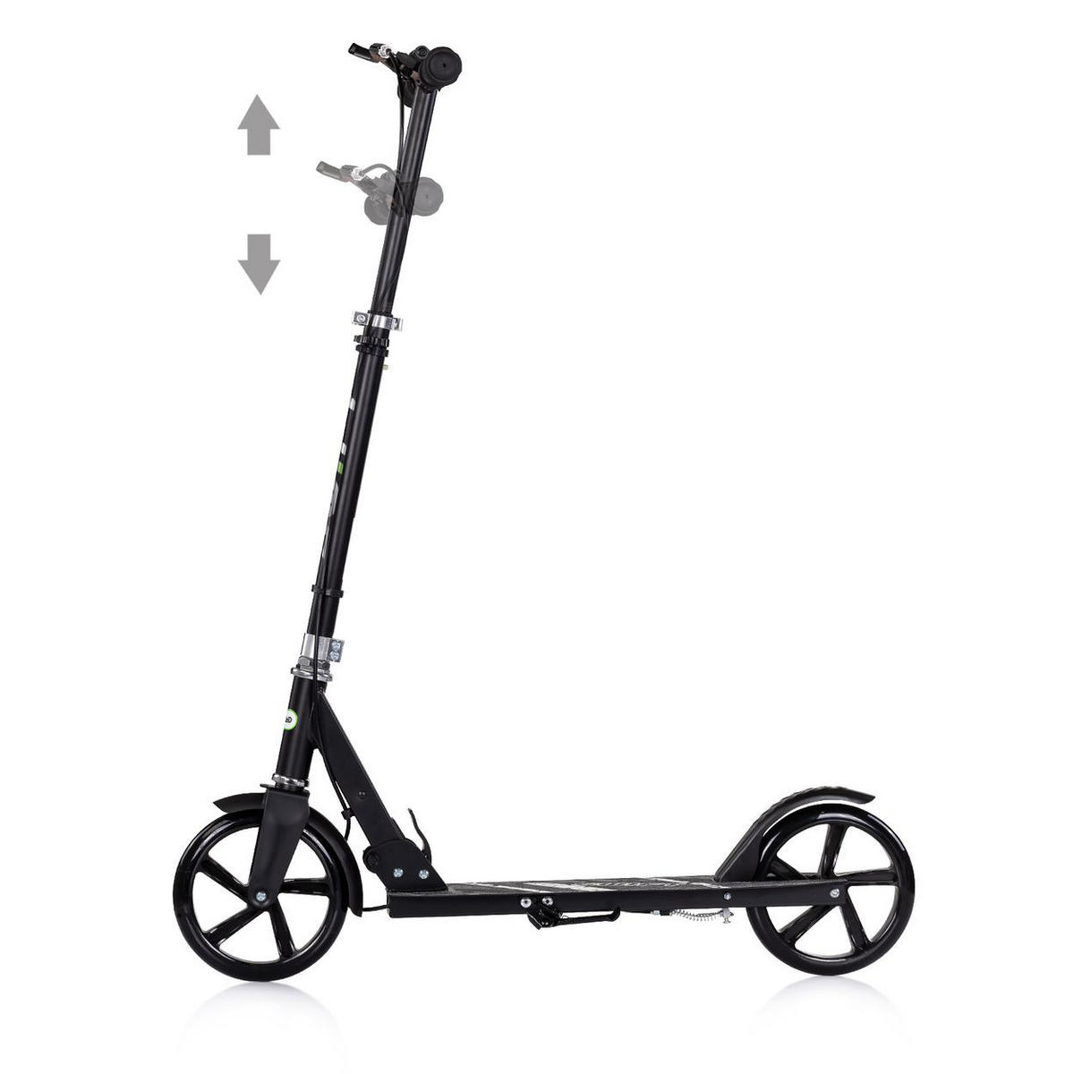 KINDERROLLER Swift klappbar schwarz Anti-Rutsch-Griffe Hinterradbremse ABEC-7 - Schwarz, Metall (82/38/90cm) - Chipolino
