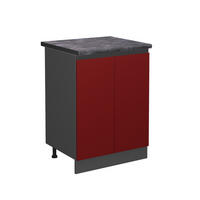KÜCHENUNTERSCHRANK R-Line Rot 60 cm, AP Anthrazit - Anthrazit/Rot, Holzwerkstoff (60/81.6/60cm) - Vicco
