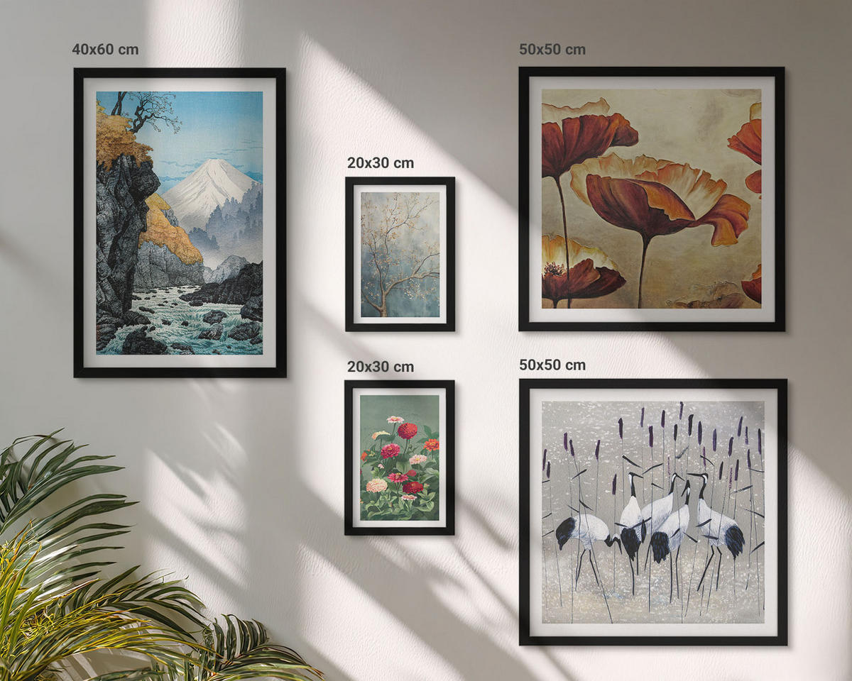 WANDBILDER 5er-Set - 50x50 cm & 20x30 cm & 40x60 cm Schwarzer Rahmen - Tropische Pflanzen, Pflanzenliebhaberin - Schwarz, Kunststoff (40/60cm) - ArtPrintCave