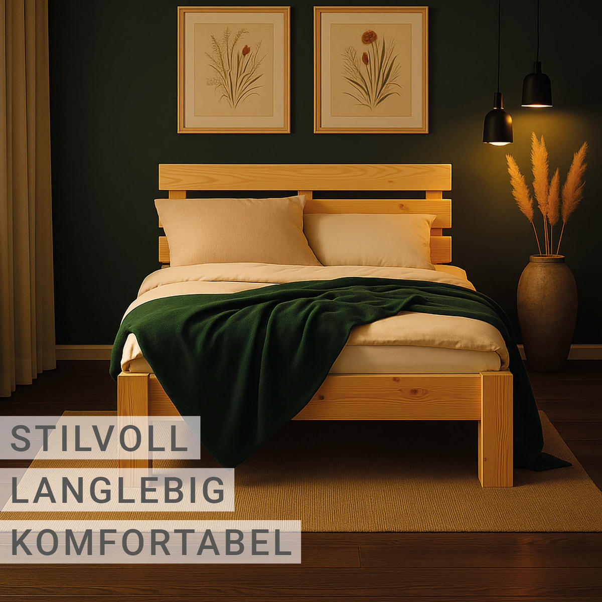 HOLZBETT mit Stauraum 90/200 cm natur - Braun, Holz (90/200cm) - Homestyle4u