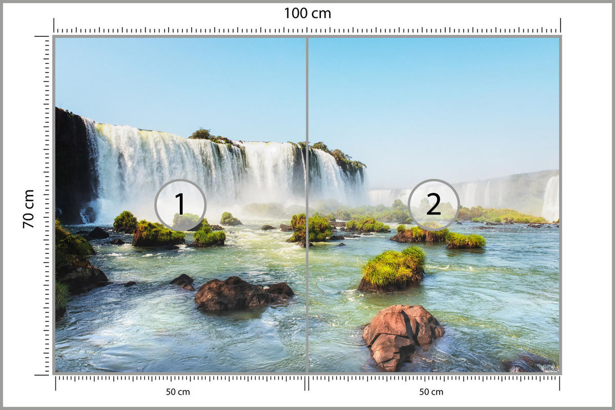 FOTOTAPETA Pre Spálňu Vodopád Skaly Príroda Krajina 100 x 70 cm - oranžová/hnedá, papier (100/70cm) - Muralo