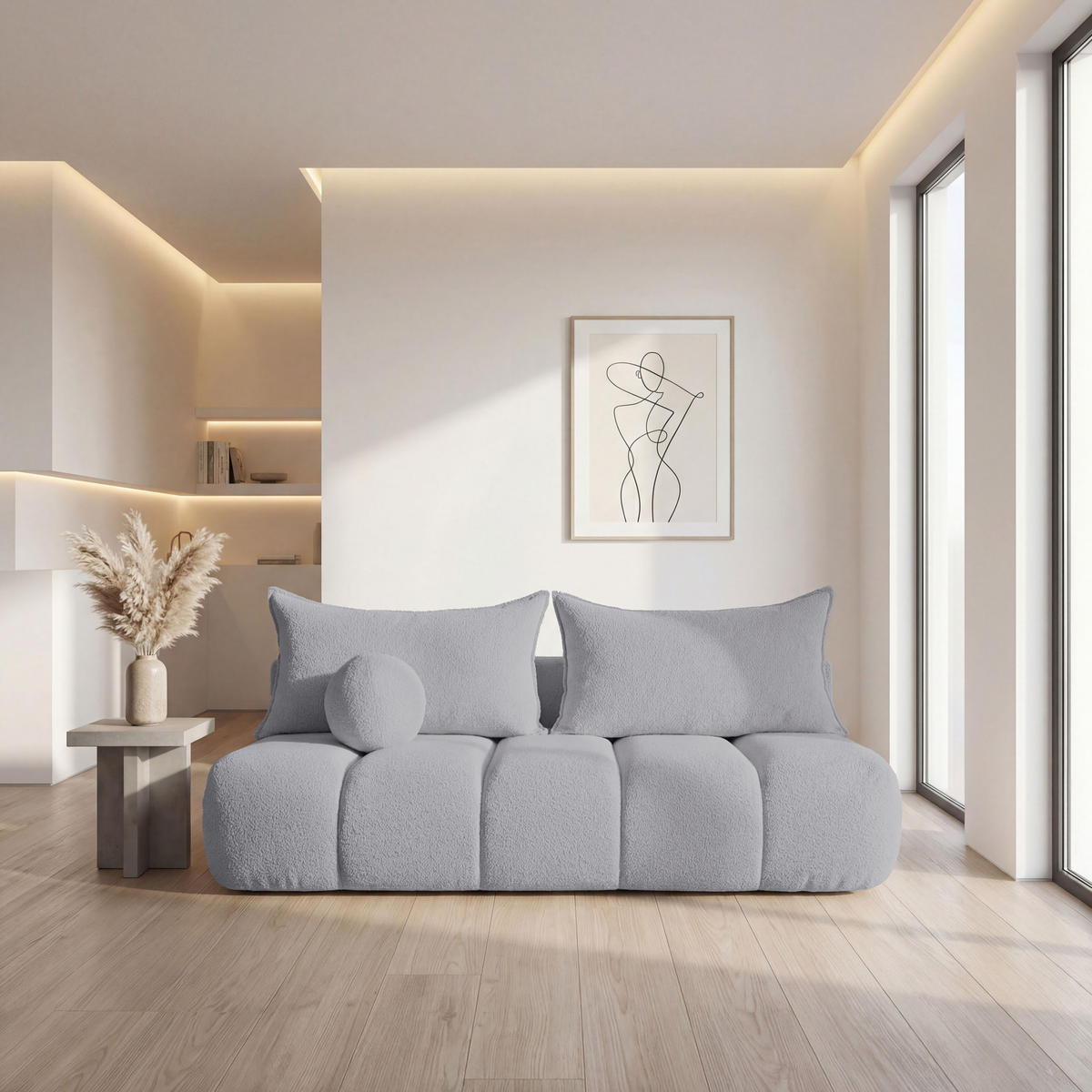 SCHLAFSOFA Milla mit Bettkasten, Hellgrau 205/97/85 cm - Hellgrau, Textil/Metall (205/97/85cm) - WFL GROUP