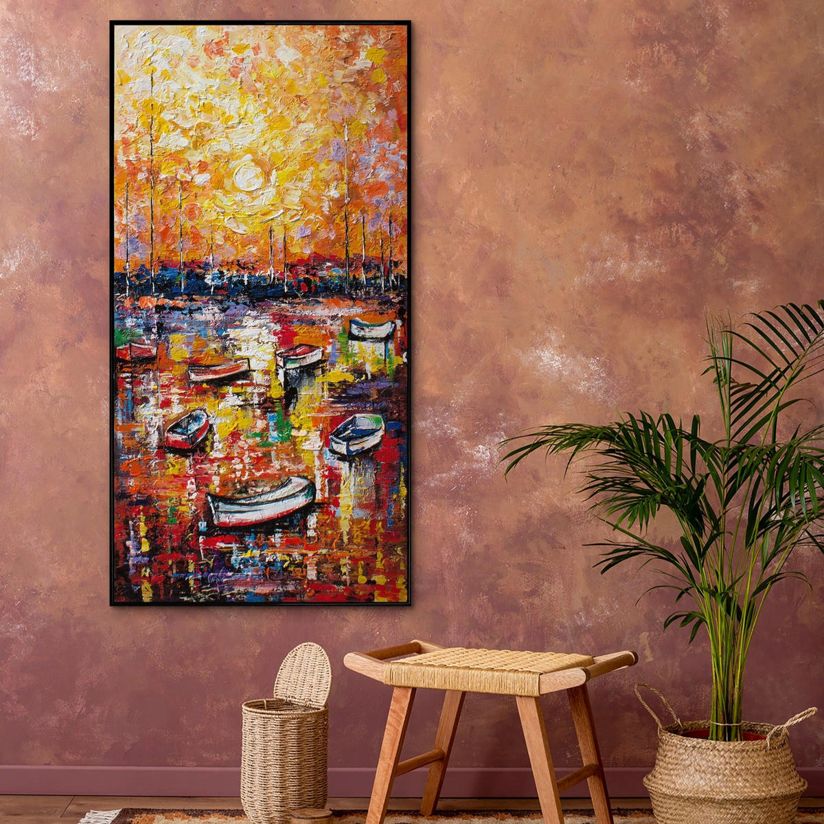 GEMÄLDE Hafen Schattenfugenrahmen Schwarz 120x60 cm - Schwarz, Holz (120/60cm) - YS-art gallery
